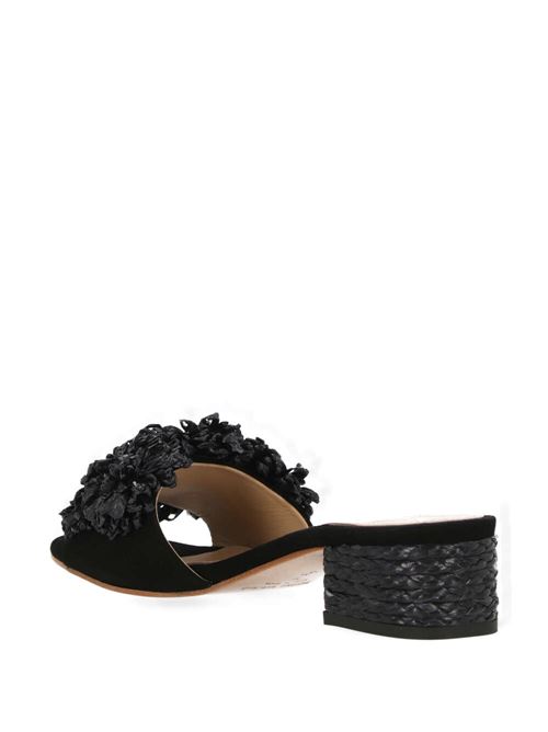 black suede almond open toe floral Paloma Barcelò | 24-2210FIOREBLACK